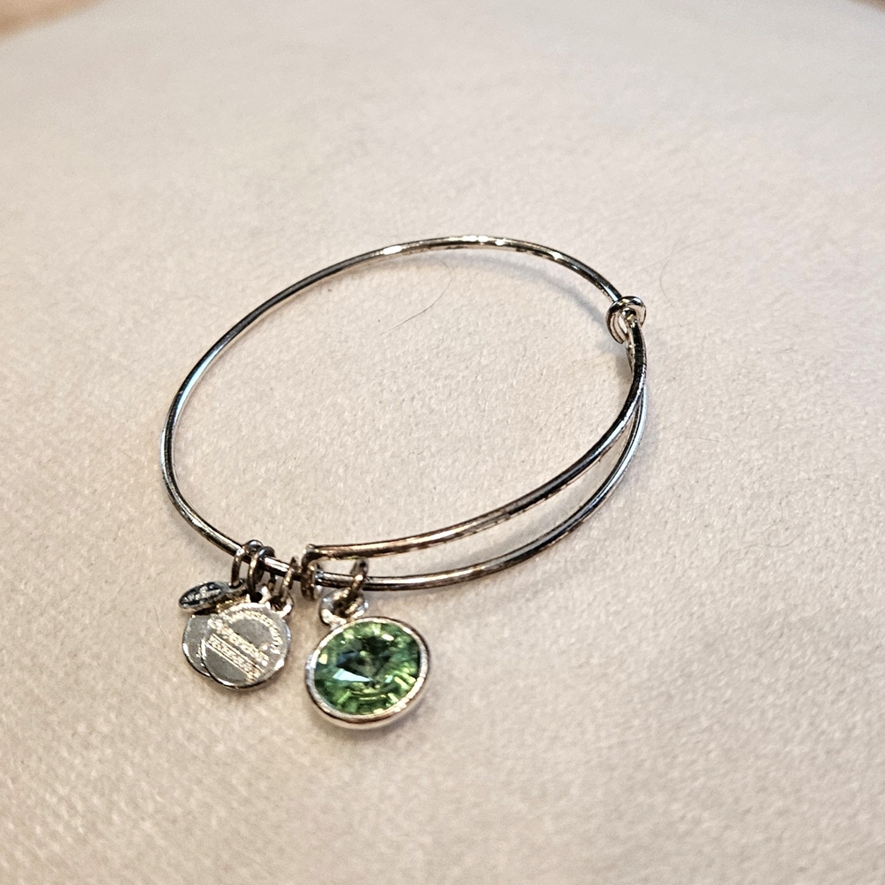 Alex and Ani Silver and Green Charm Bracelet